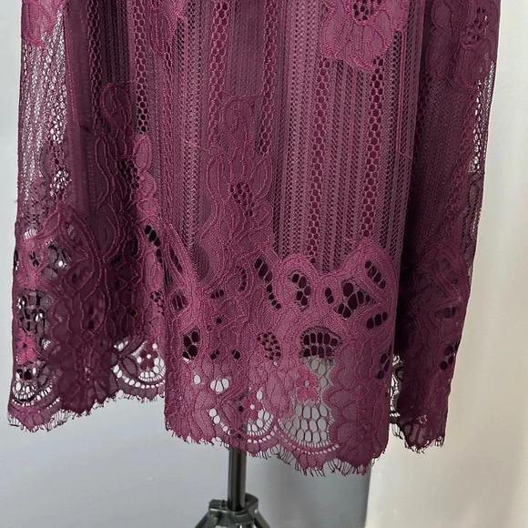 Mi a mi Women’s Small Burgundy Lace Dress Wedding High Neckline Coquette‎ Y2K - Picture 4 of 15